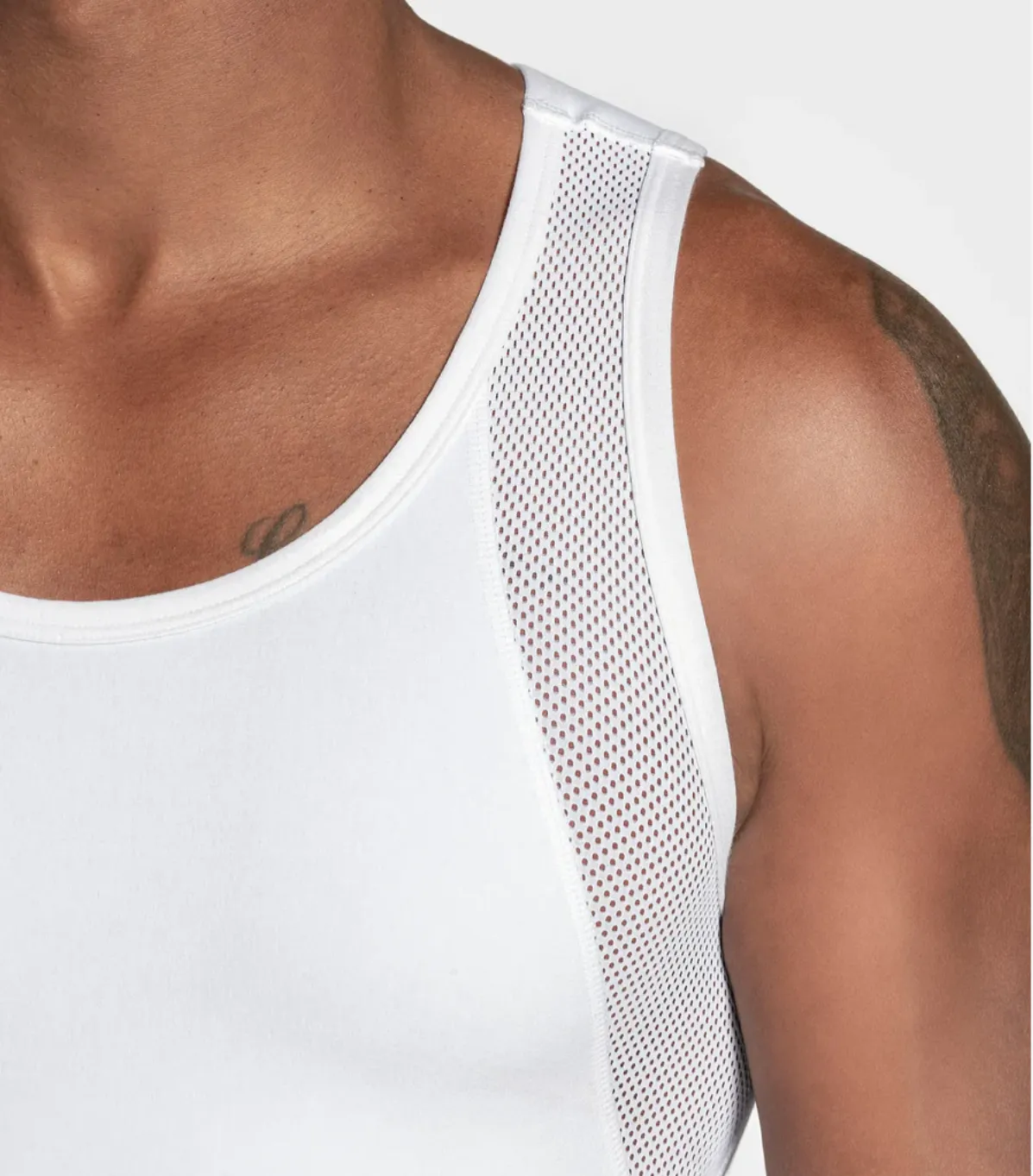 035022 Mens Stretch Cotton Moderate Compression Shaper Tank with Mesh Cutouts