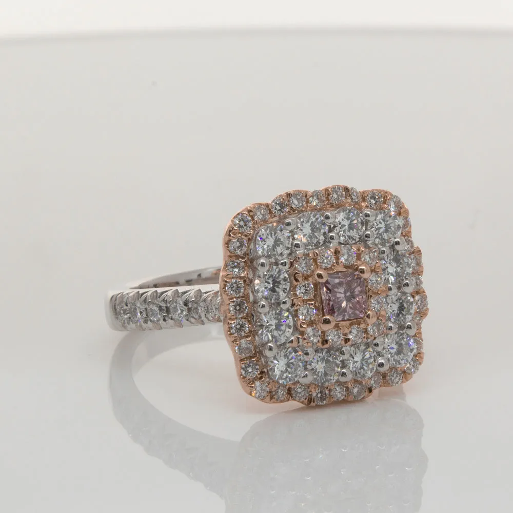 18ct White & Rose Gold .20ct Pink Diamond Ring