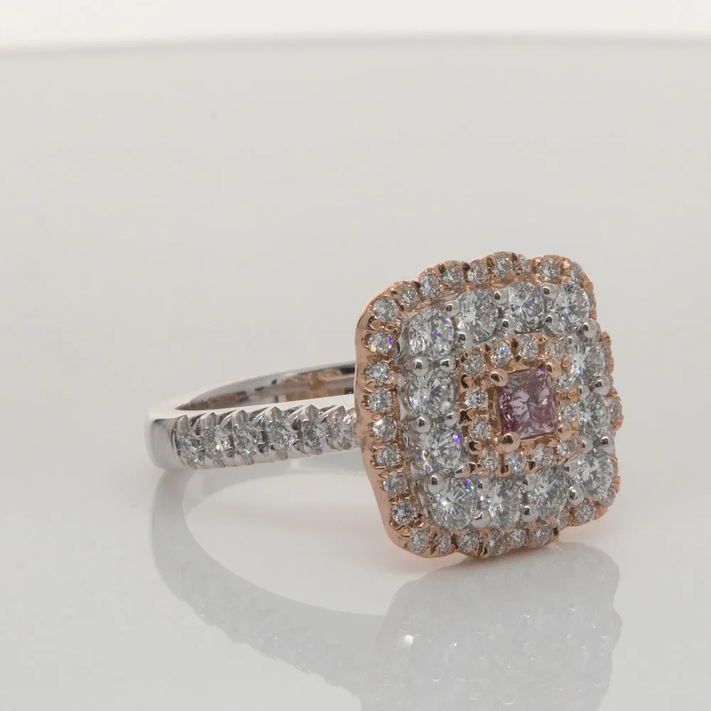 18ct White & Rose Gold .20ct Pink Diamond Ring