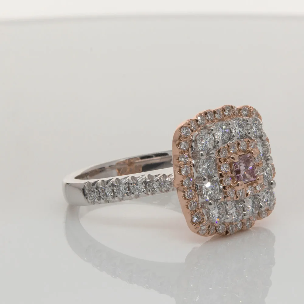 18ct White & Rose Gold .20ct Pink Diamond Ring