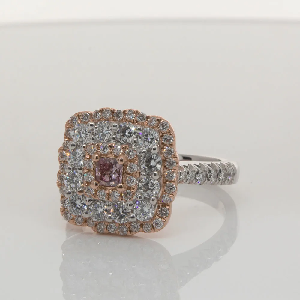 18ct White & Rose Gold .20ct Pink Diamond Ring