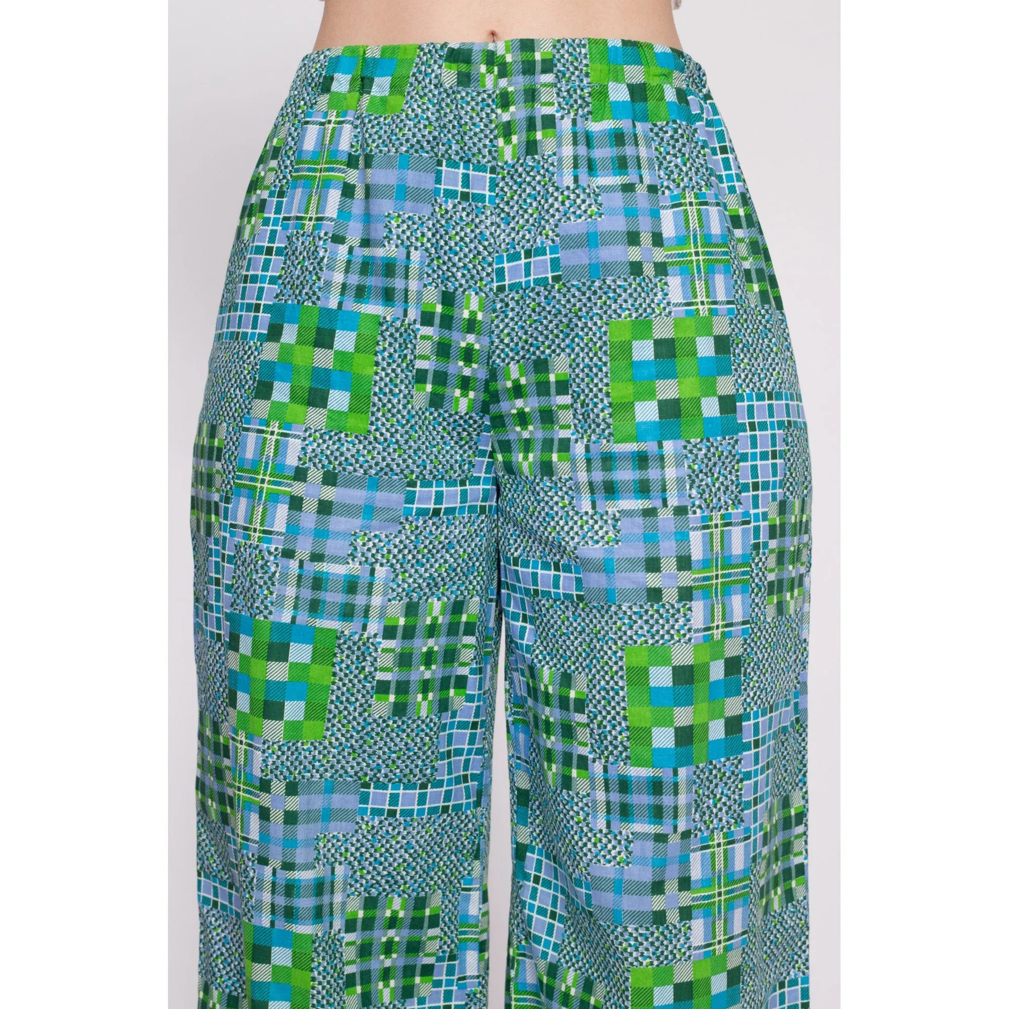 70s Checkered Geometric Print Pants - Small to Medium