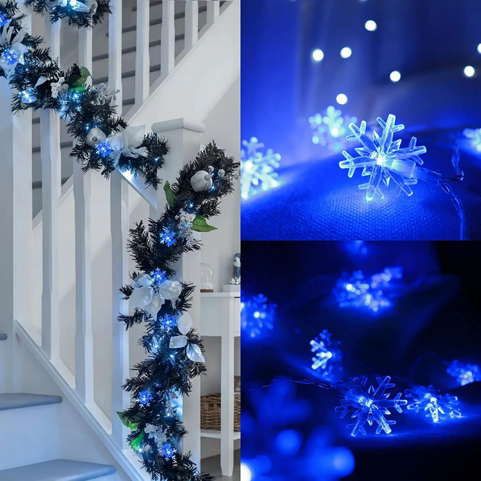 9.8FT 30LEDs Snowflakes Christmas String Lights