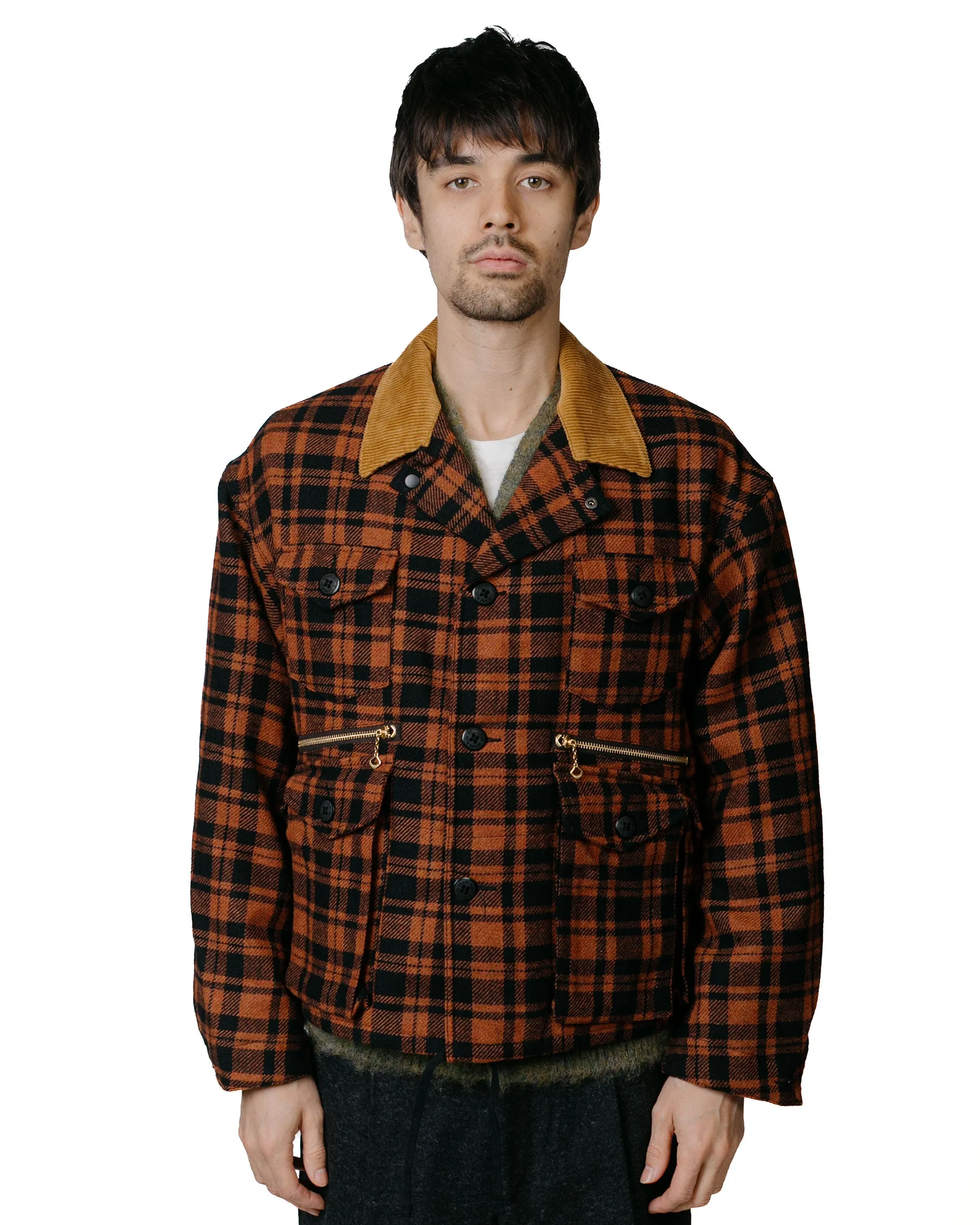 Beams Plus Fish-Hunting Jacket British Wool Tweed Orange