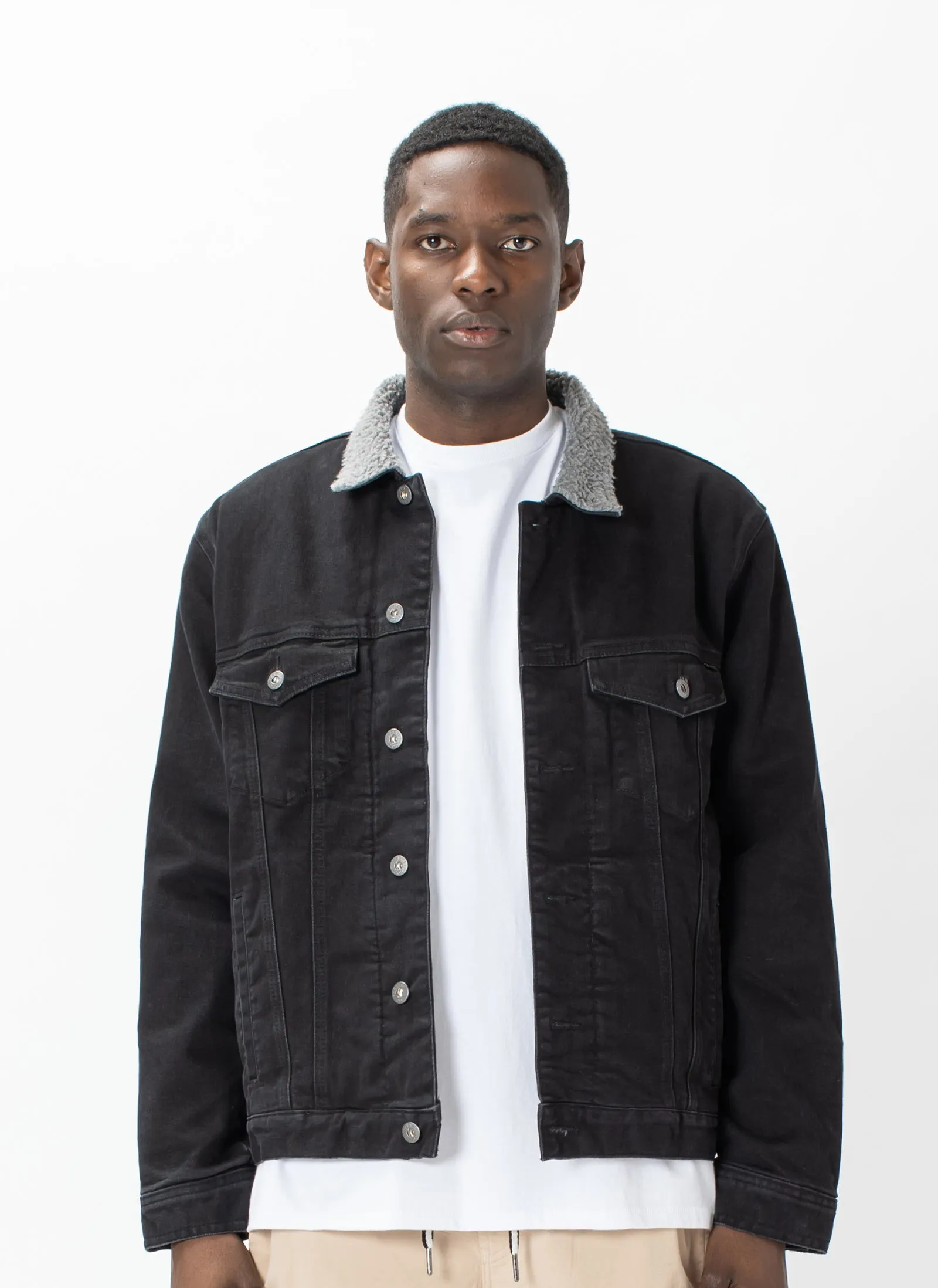 B.Rigid Full Sherpa Jacket Black