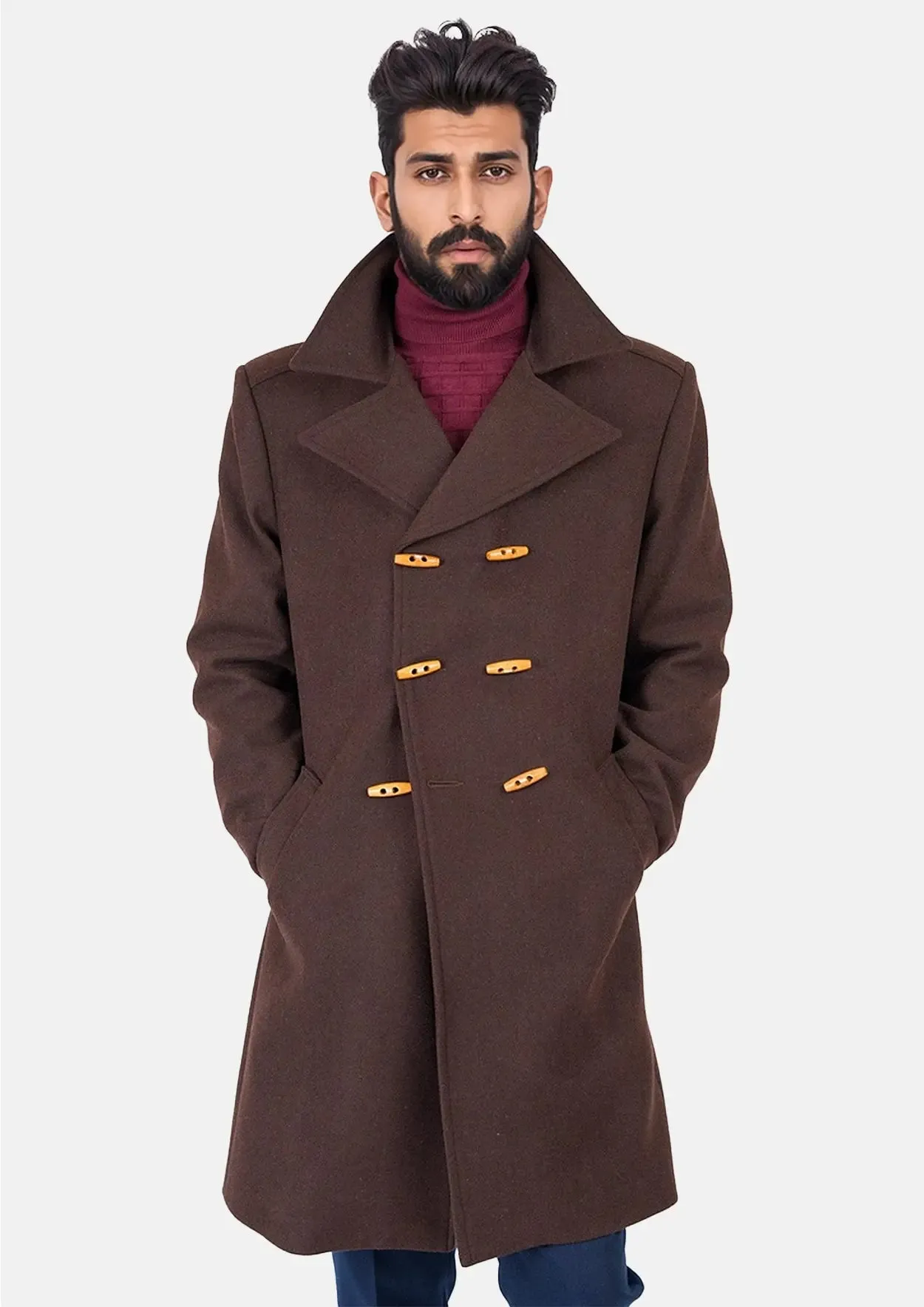 Brown Wool Signature Peacoat