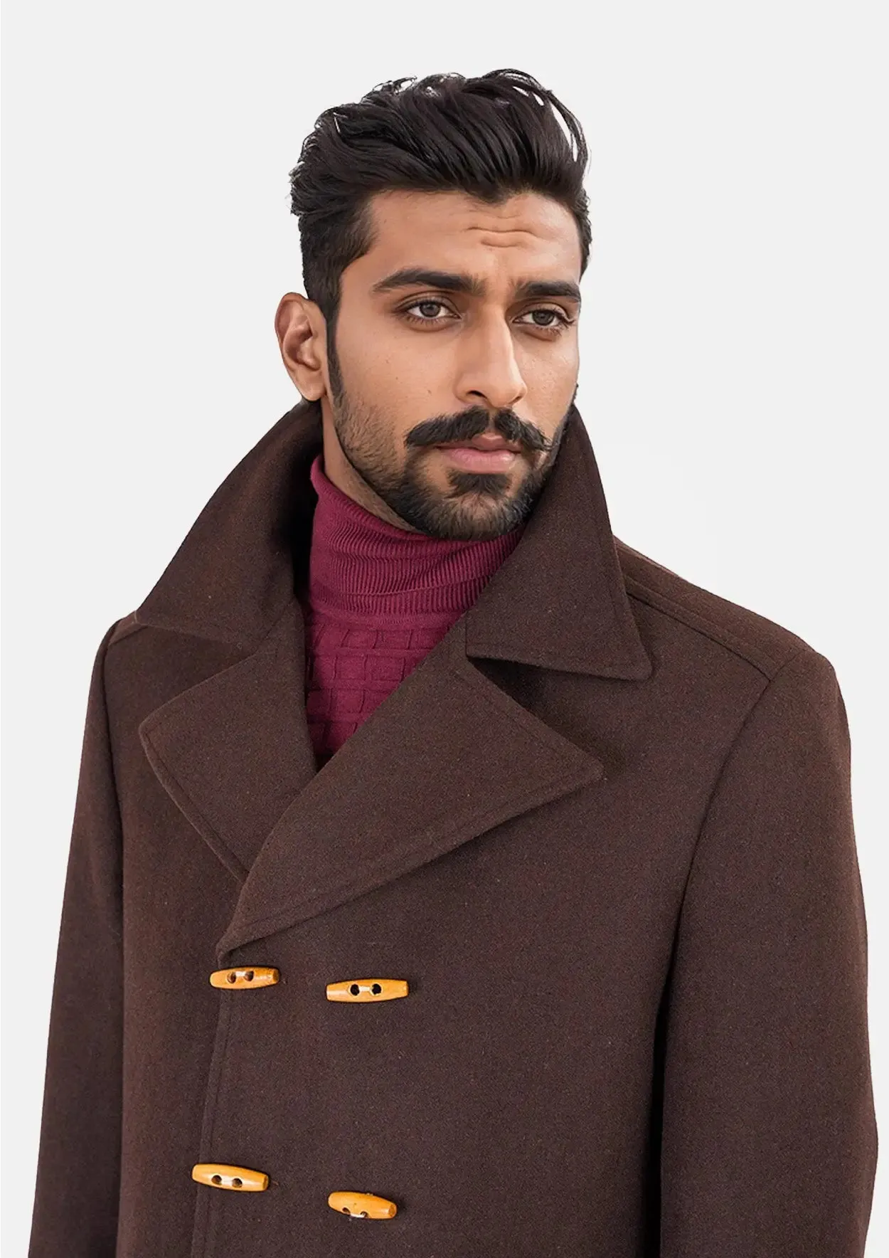 Brown Wool Signature Peacoat