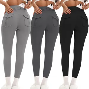 Cargo Wind Fitness Pants Women With Pocket Sports Leggings Stretch High Waist Peach Hip Yoga Pants Long Pants To Wear