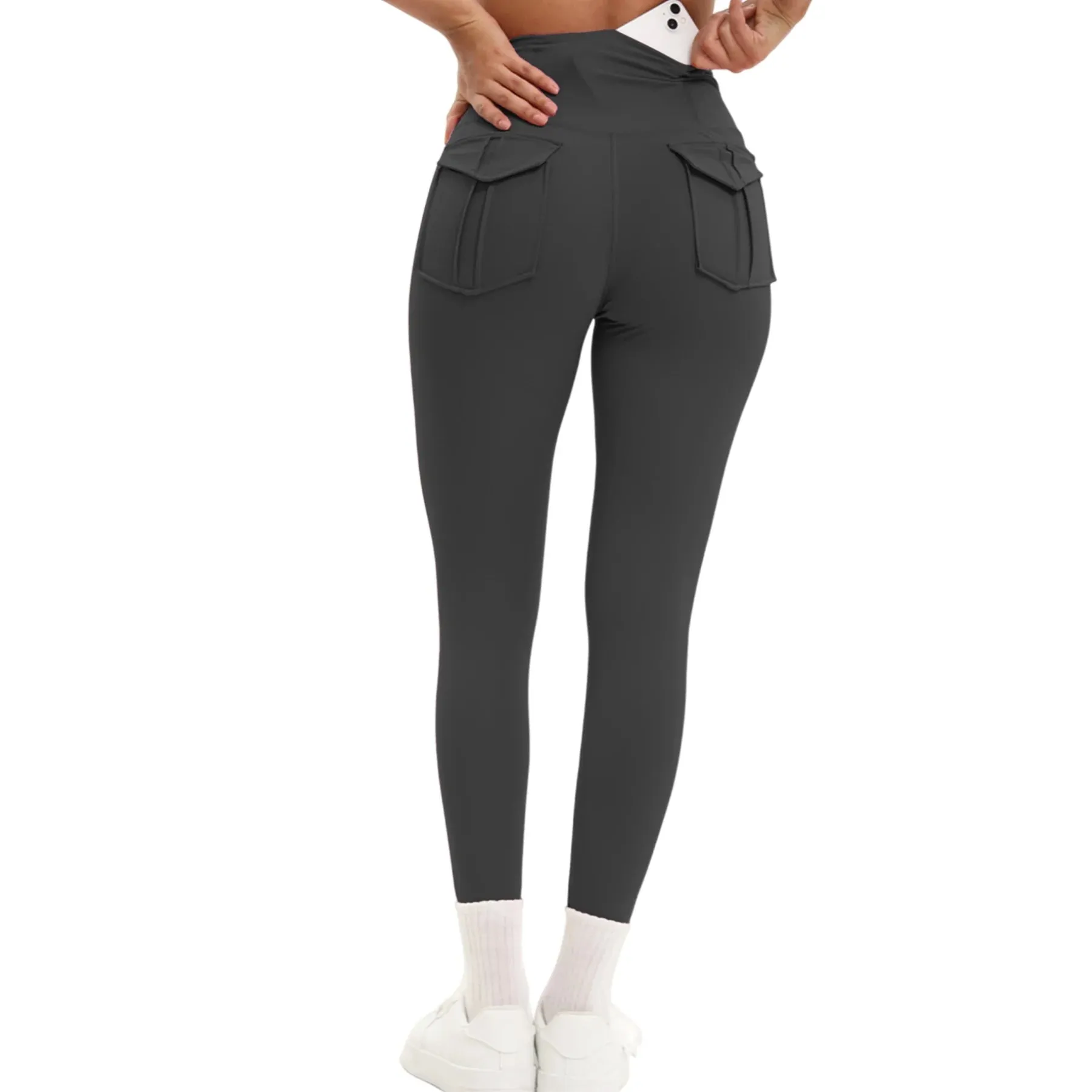 Cargo Wind Fitness Pants Women With Pocket Sports Leggings Stretch High Waist Peach Hip Yoga Pants Long Pants To Wear