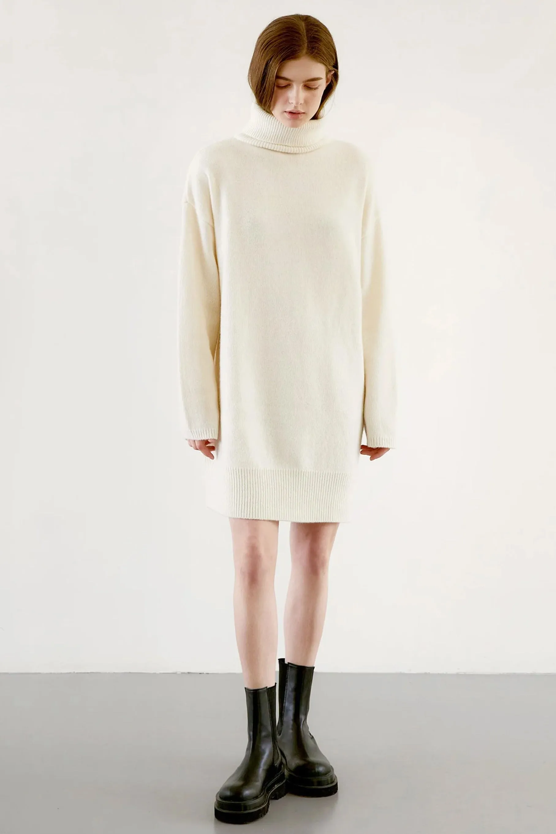 Cashmere Turtle Neck Sweater Dress