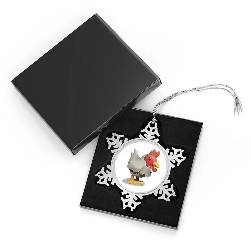 Chicken Pewter Snowflake Ornament