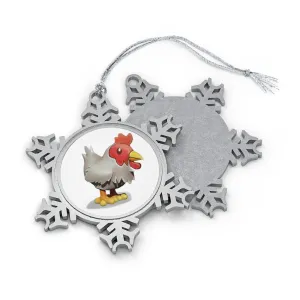 Chicken Pewter Snowflake Ornament