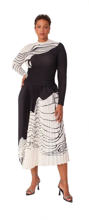 Diana Knit Printed Top and Pleated Skirt Set