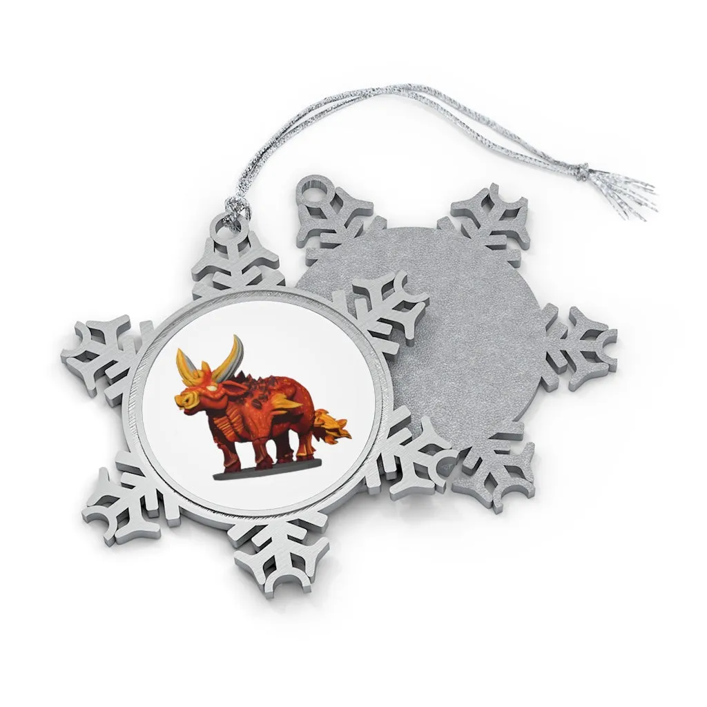 Fire Bull Pewter Snowflake Ornament