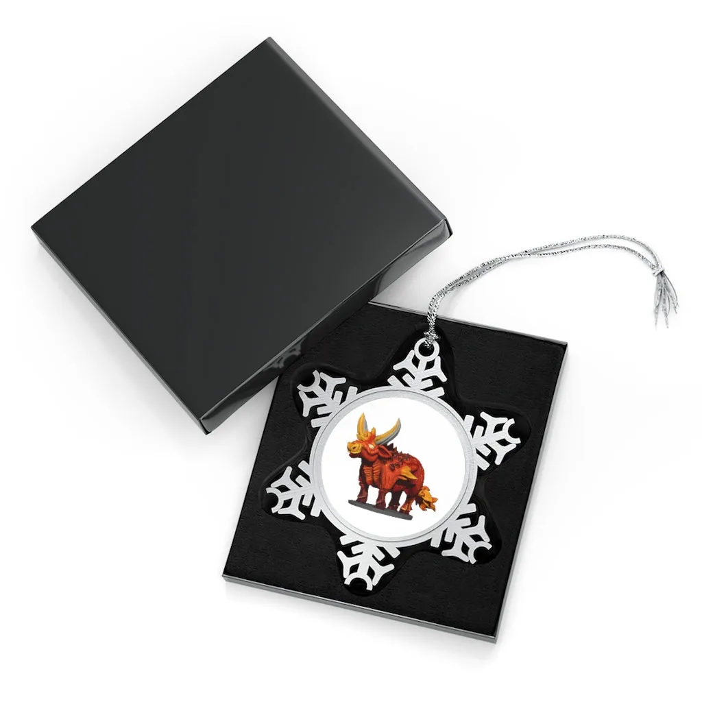 Fire Bull Pewter Snowflake Ornament