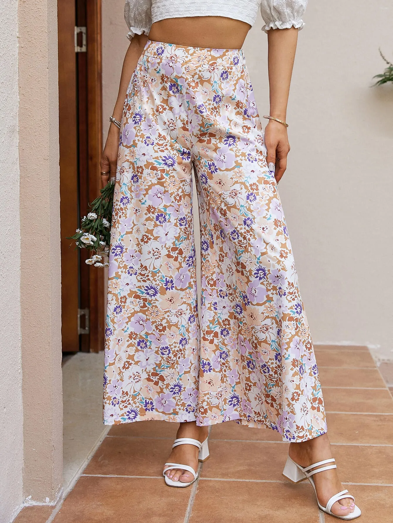 Floral High Waist Culottes