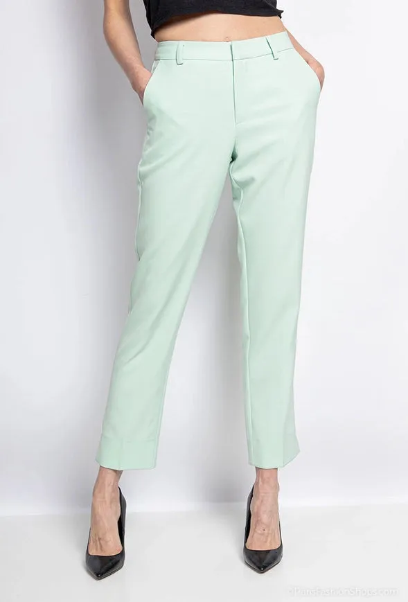 High Waist Cigarette Pants  Water Green