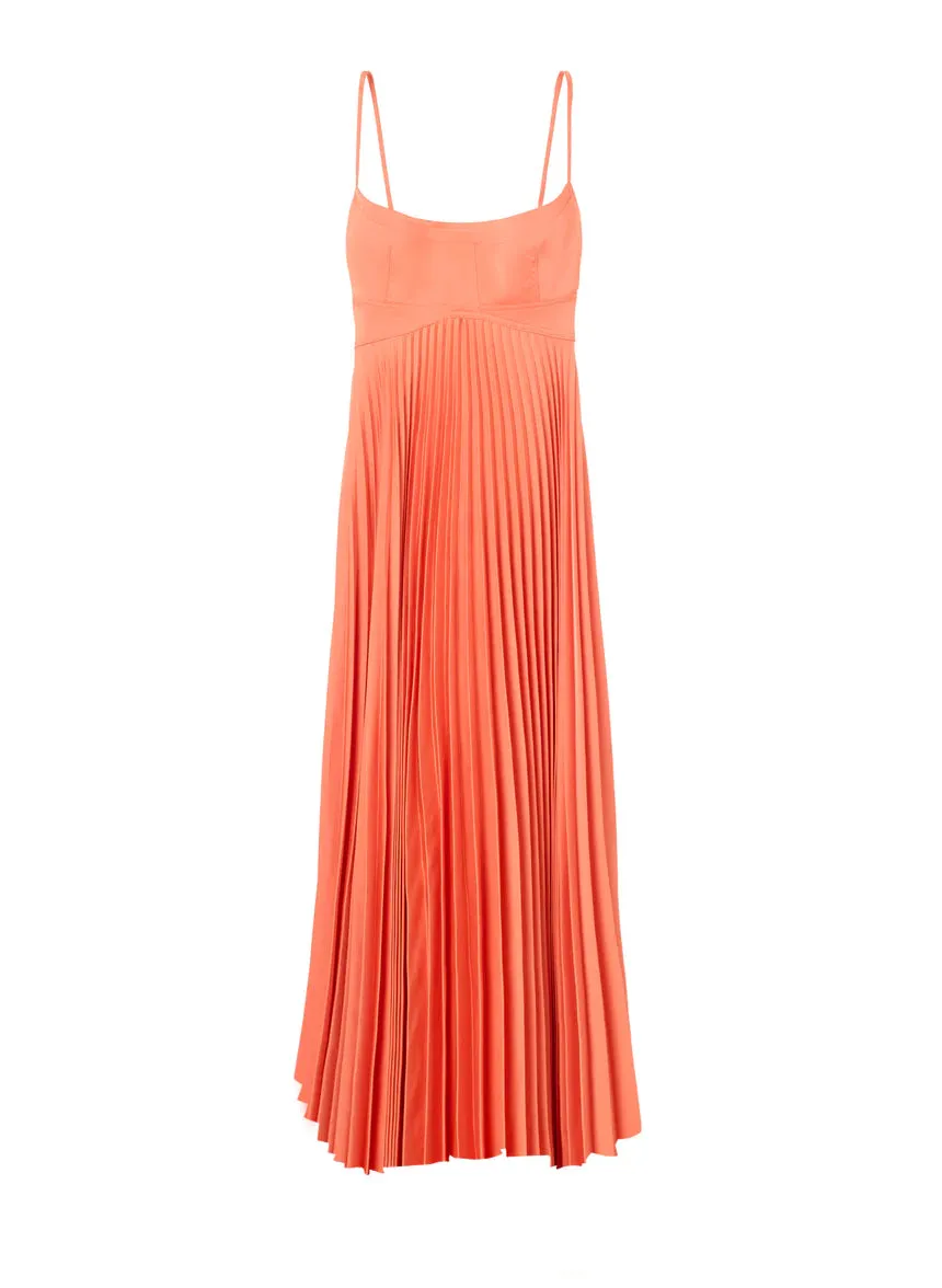 Hollie Satin Midi Dress - Vivid Orange