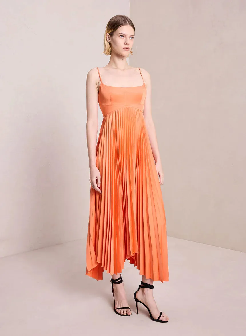 Hollie Satin Midi Dress - Vivid Orange