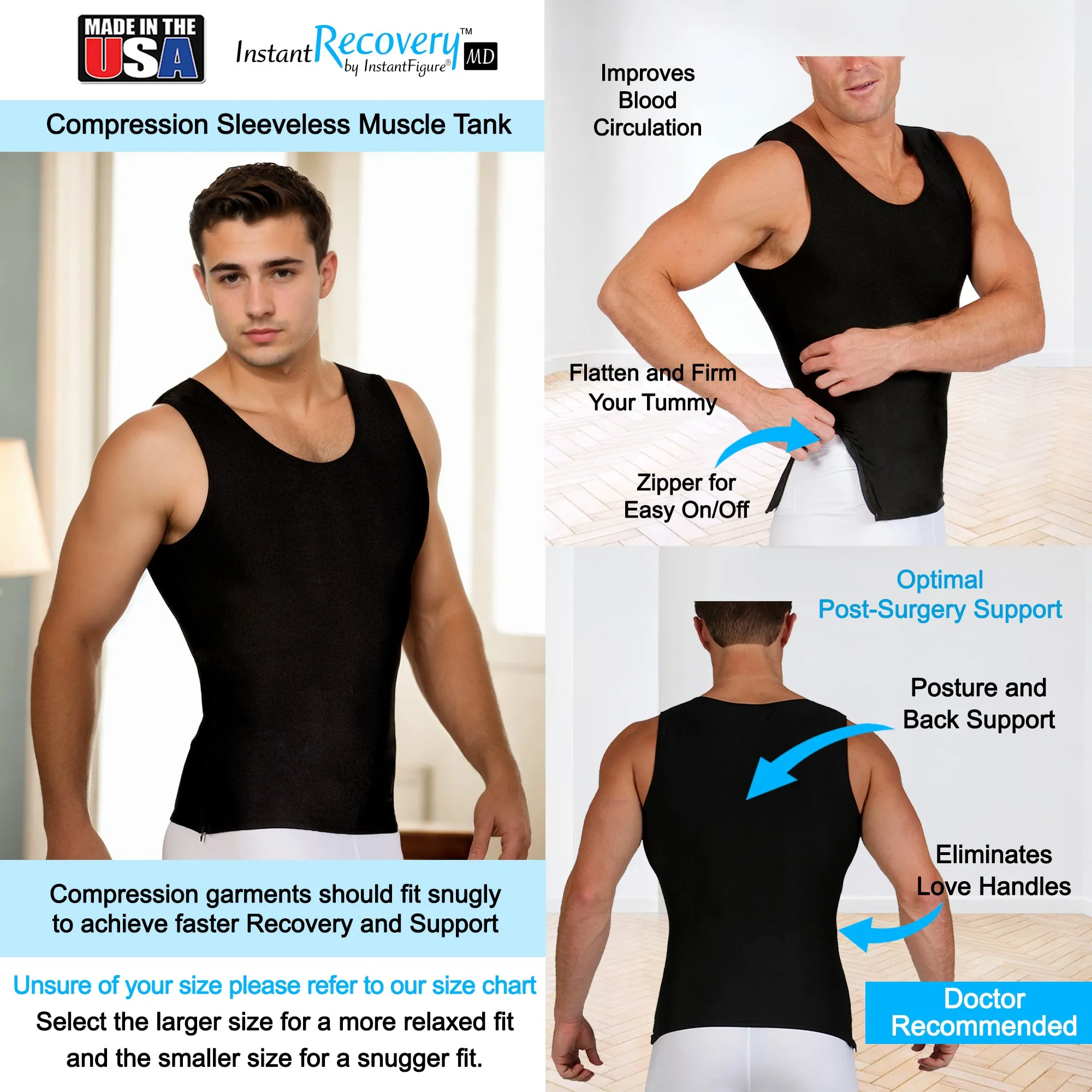 Insta Slim Compression Sleeveless Muscle Tank with Zipper MS00Z1