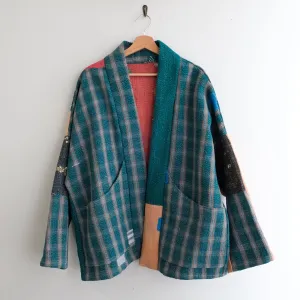 L Jade Plaid with Peach Anoushka Jacket LM125