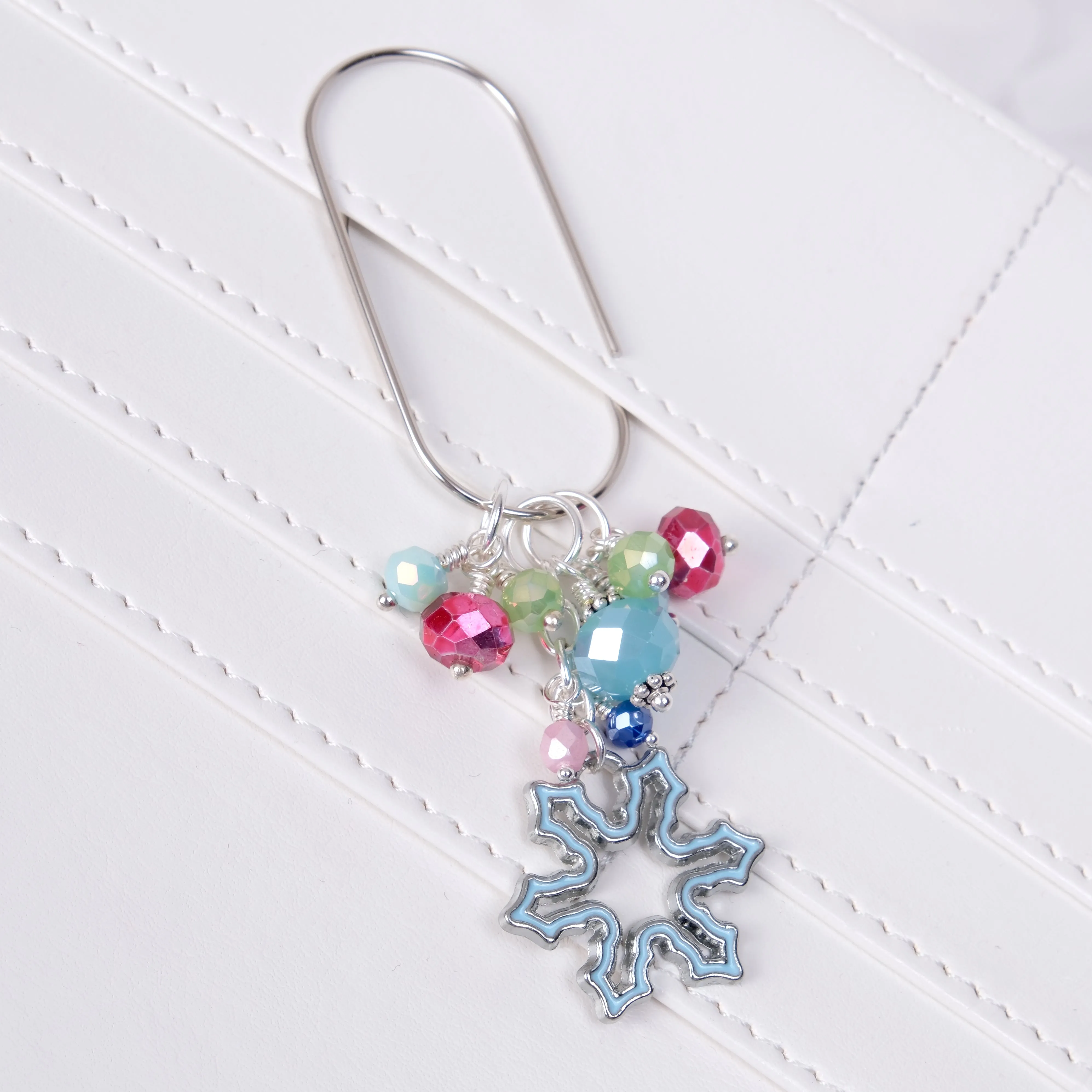 Let It Snow Enamel Snowflake Dangle Planner Clip or Charm