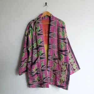 M Purple with Green Tropical Leaves Anoushka Jacket LL153