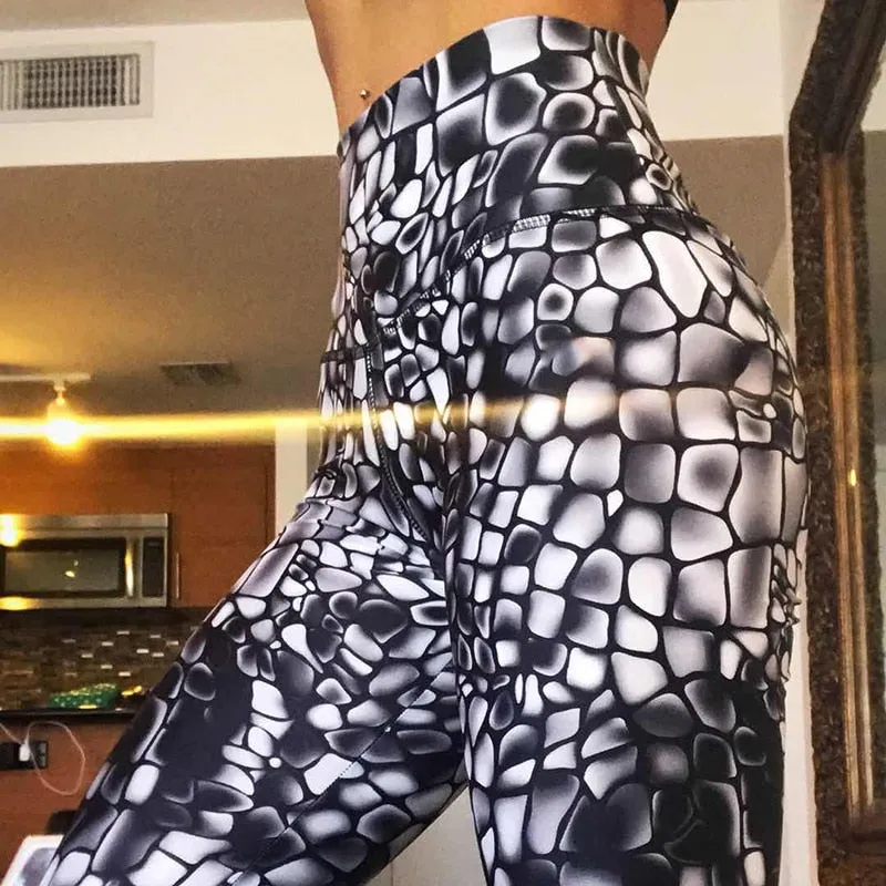 New High Waist Print Sports Pants