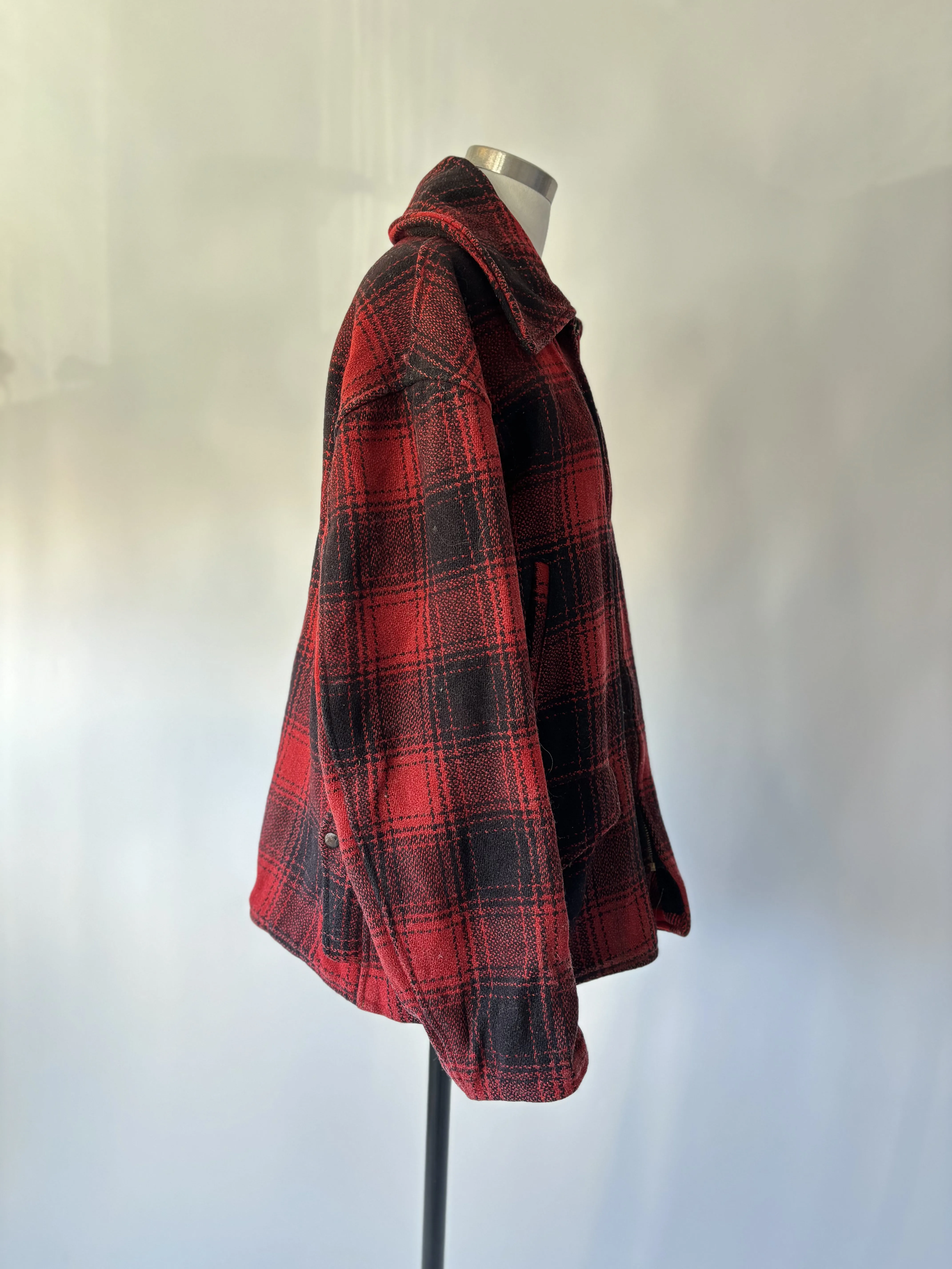 Penney's 40's red and black plaid wool jacket buffalo check