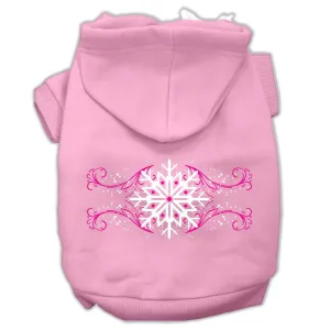 Pink Snowflake Swirls Screenprint Pet Hoodies Light Pink Size Xs (8)