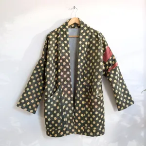 S Dark Green w/ yellow polka dots Anoushka Jacket LL076