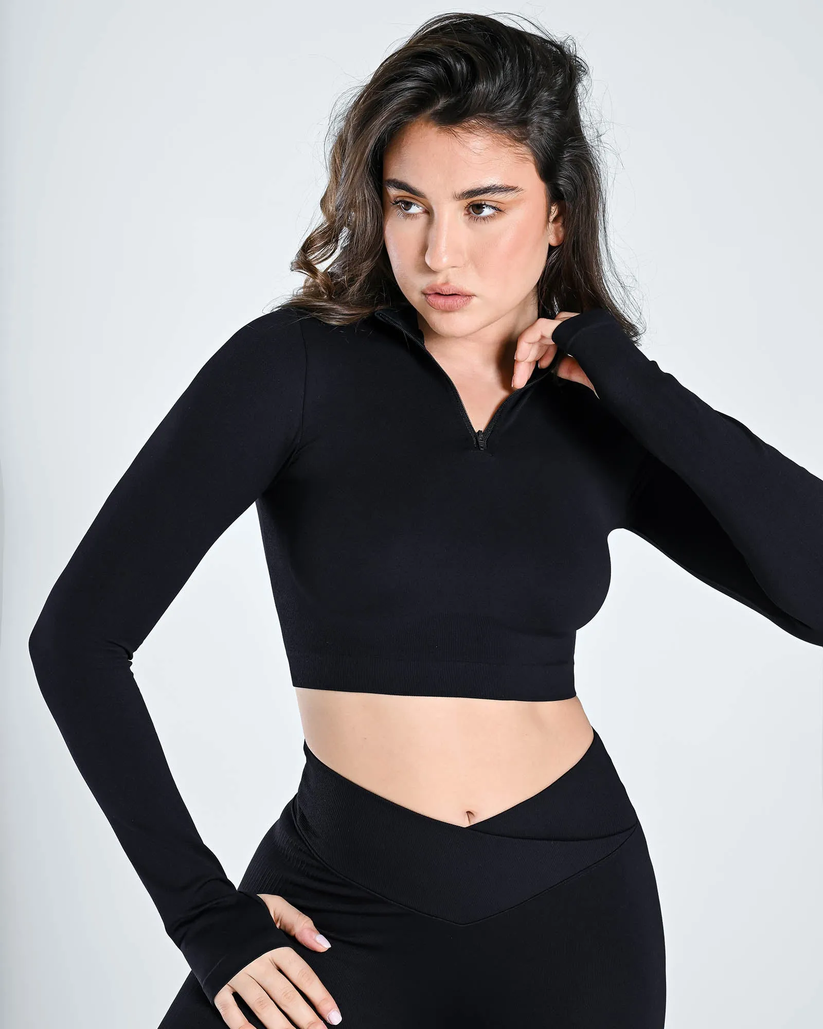 Seamless Half Zip Long Sleeve Top