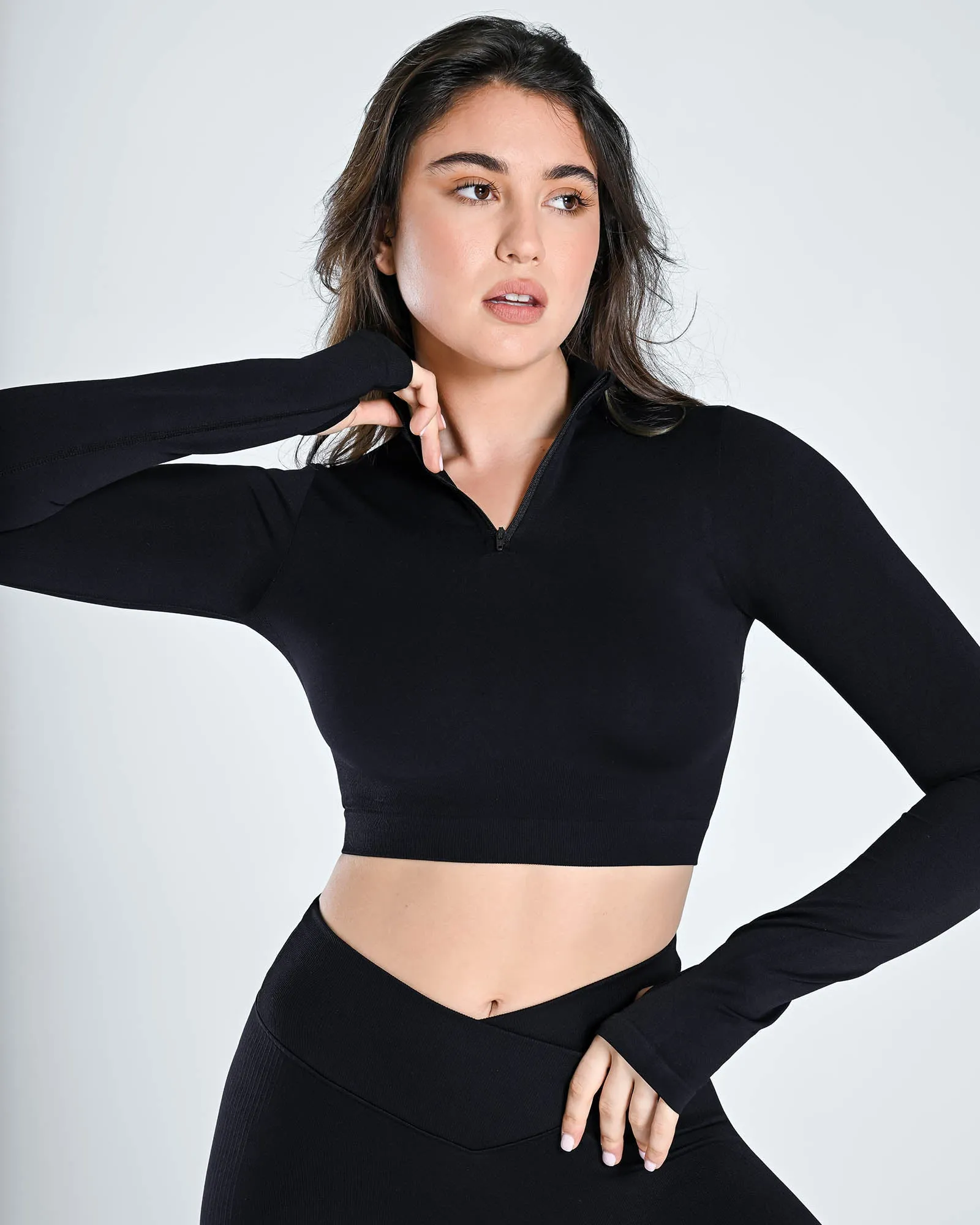 Seamless Half Zip Long Sleeve Top