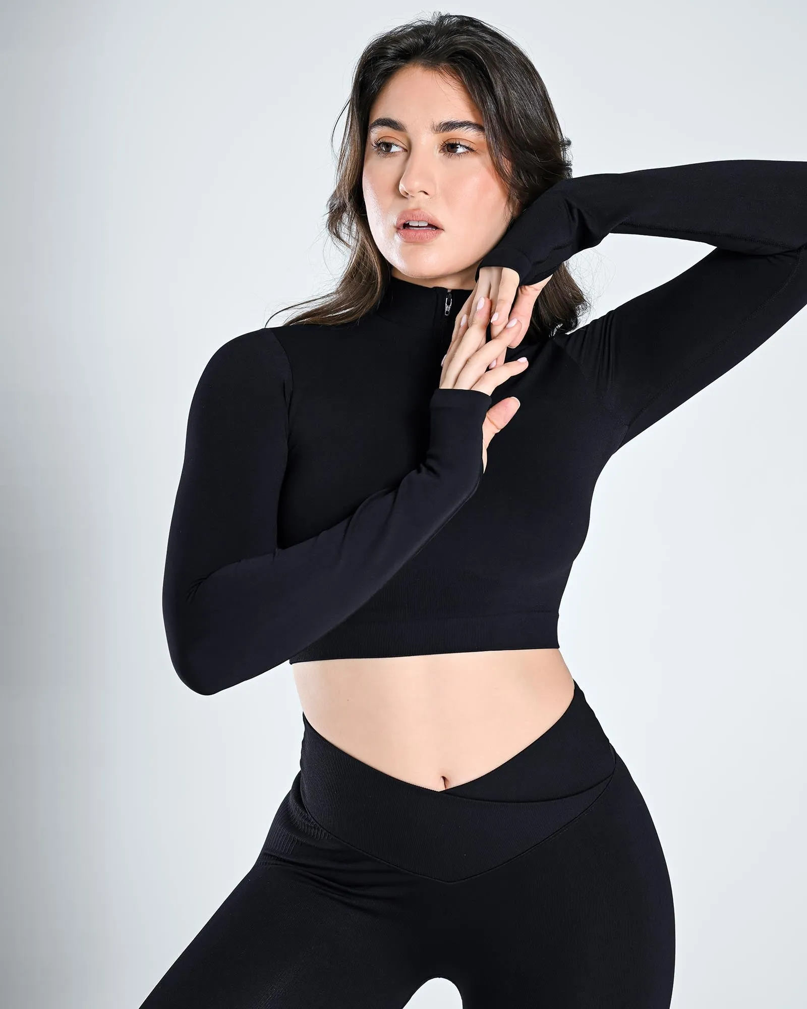 Seamless Half Zip Long Sleeve Top