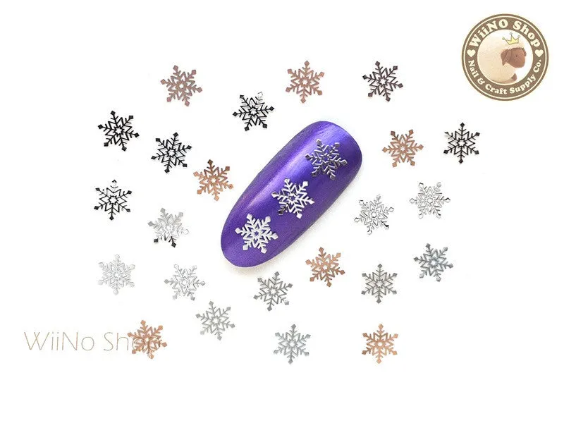 Silver Winter Snowflake Ultra Thin Nail Art Metal Decoration - 25 pcs