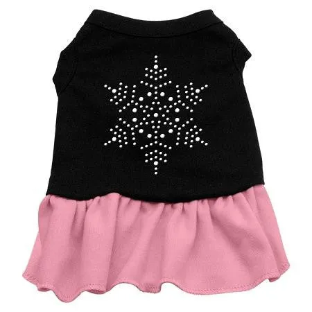 Snowflake Rhinestone Dress Black with Pink XS (8)