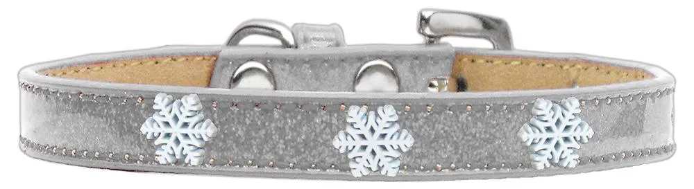 Snowflake Widget Dog Collar Silver Ice Cream Size 16