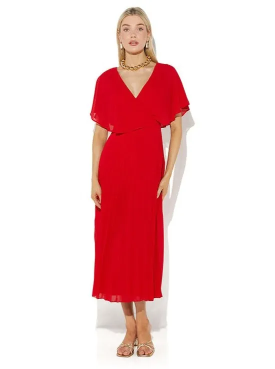 Solana Red Pleated Dress