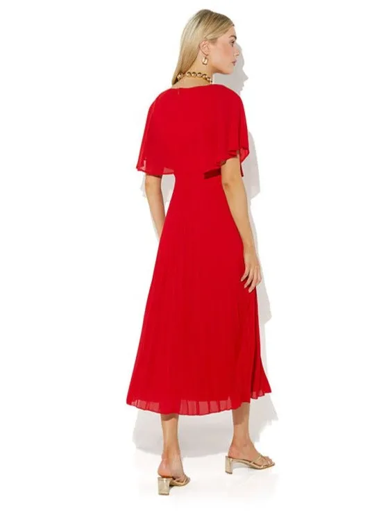 Solana Red Pleated Dress