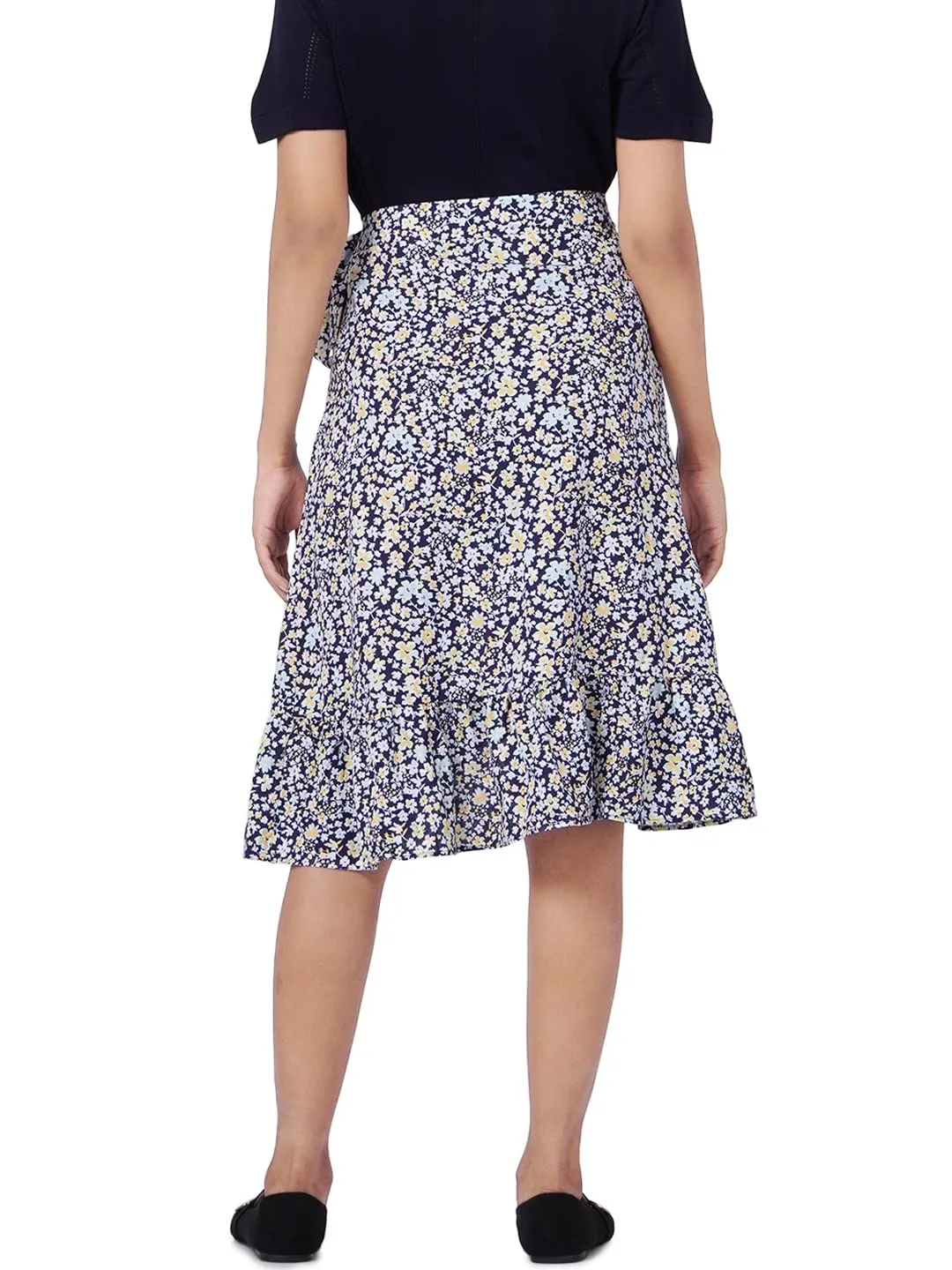 VERO MODA Women's Knee Length Blue Skirt_Large