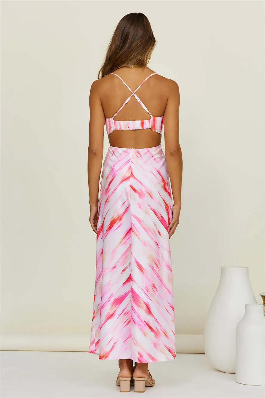 Water Colour Maxi Dress Pink