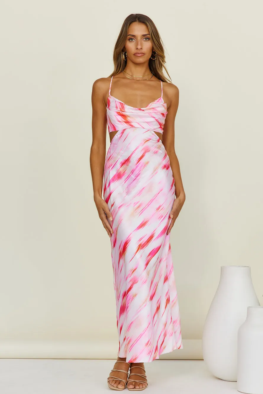 Water Colour Maxi Dress Pink