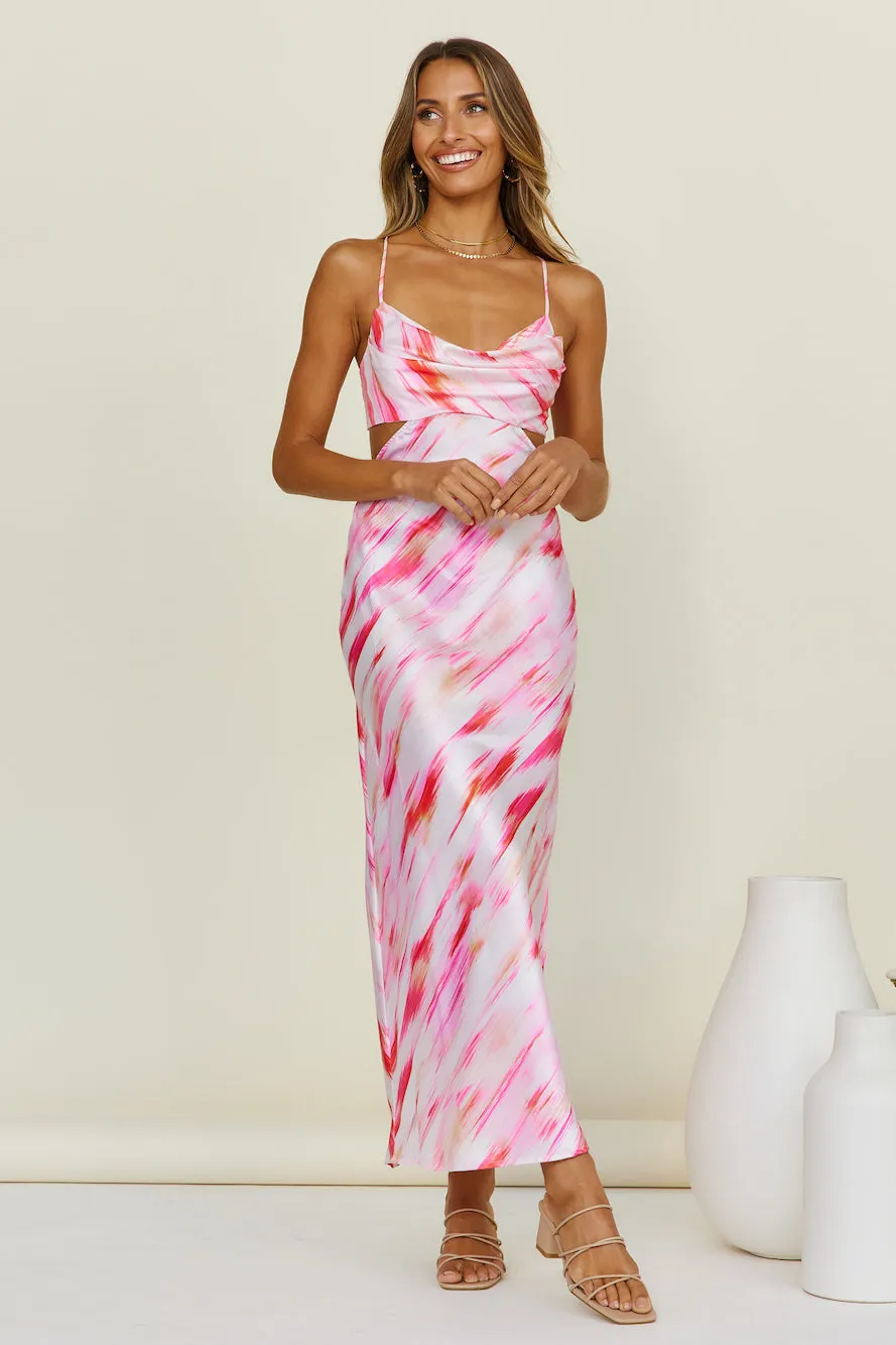 Water Colour Maxi Dress Pink