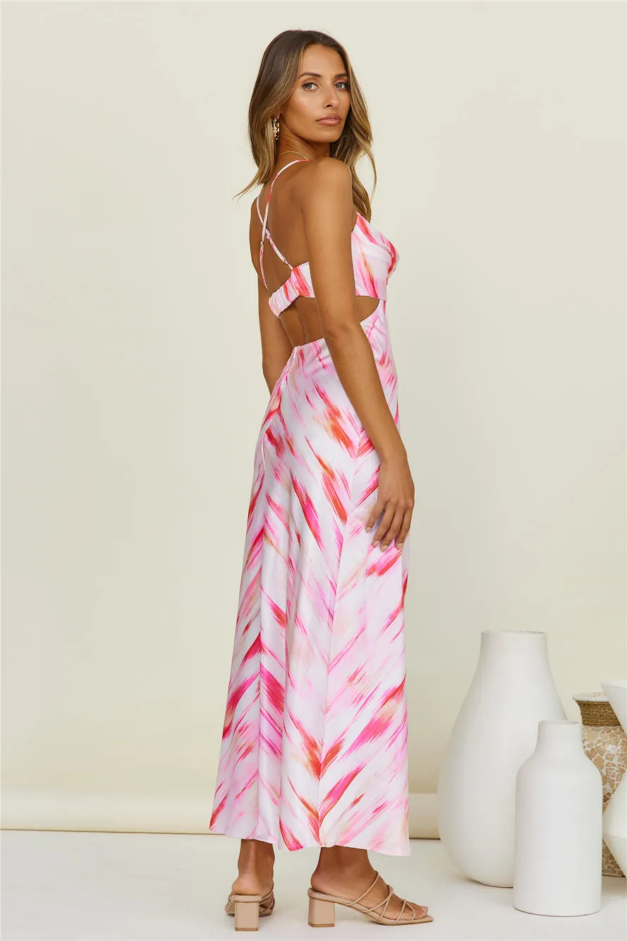 Water Colour Maxi Dress Pink